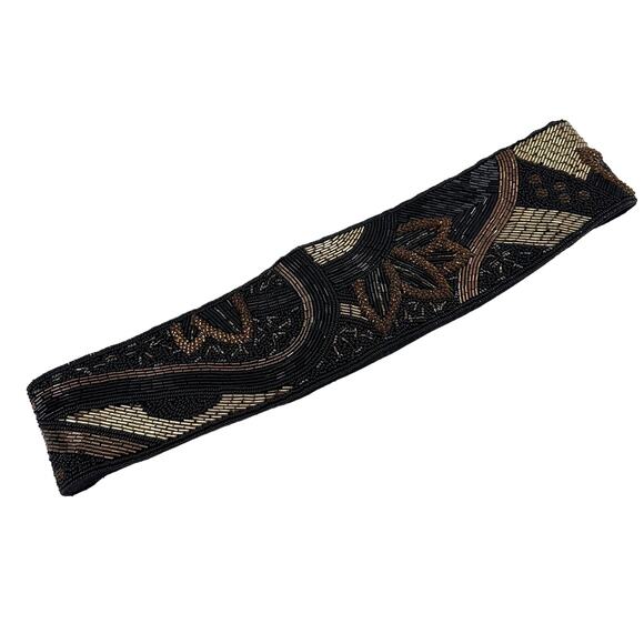 Crown Pacific Beaded Belt Hook Look Black Gold Metallic Size Medium‎ - Picture 1 of 10